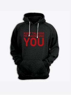 Мужская толстовка с капюшоном с принтом «Keep talking» / Худи с прикольной надписью.