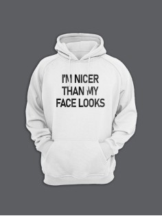 Мужская толстовка с капюшоном с принтом «I'm nicer» / Худи с прикольной надписью.