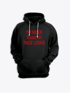 Мужская толстовка с капюшоном с принтом «I am nicer» / Худи с прикольной надписью.