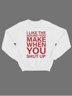 Мужской свитшот с принтом «I like the» / Модная толстовка без капюшона с прикольной надписью.