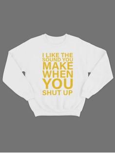 Мужской свитшот с принтом «I like the» / Модная толстовка без капюшона с прикольной надписью.