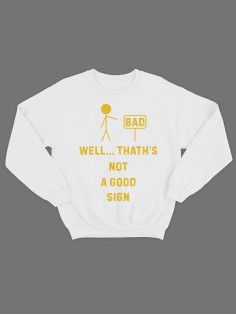 Мужской свитшот с принтом «Well that's» / Модная толстовка без капюшона с прикольной надписью.