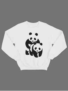 Модный свитшот - толстовка без капюшона с принтом "Panda on panda"