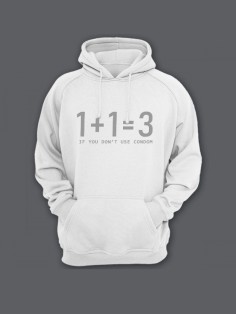 Мужская толстовка с капюшоном с принтом «1+1=3» / Худи с прикольной надписью.
