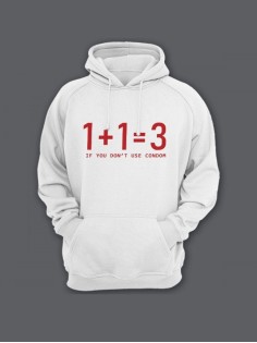 Мужская толстовка с капюшоном с принтом «1+1=3» / Худи с прикольной надписью.