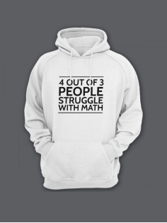 Прикольная мужская толстовка с капюшоном - худи с принтом "4 out of 3 people struggle with math"