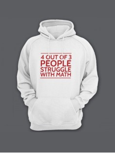 Прикольная мужская толстовка с капюшоном - худи с принтом "4 out of 3 people struggle with math"