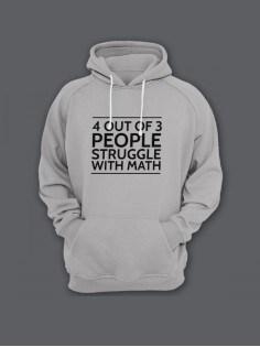 Прикольная мужская толстовка с капюшоном - худи с принтом "4 out of 3 people struggle with math"
