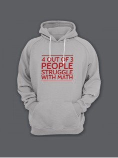 Прикольная мужская толстовка с капюшоном - худи с принтом "4 out of 3 people struggle with math"