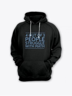 Прикольная мужская толстовка с капюшоном - худи с принтом "4 out of 3 people struggle with math"