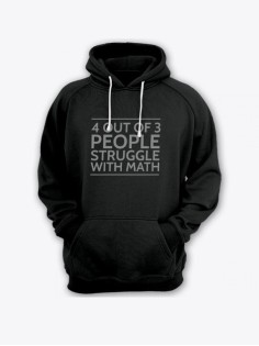 Прикольная мужская толстовка с капюшоном - худи с принтом "4 out of 3 people struggle with math"