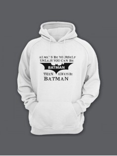 Мужская толстовка с капюшоном с принтом «Batman» / Худи с прикольной надписью.