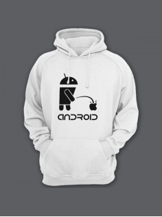Прикольная мужская толстовка с капюшоном - худи с принтом "Android"