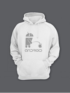 Прикольная мужская толстовка с капюшоном - худи с принтом "Android"