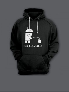 Прикольная мужская толстовка с капюшоном - худи с принтом "Android"