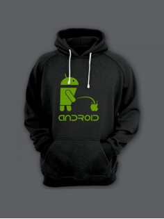 Прикольная мужская толстовка с капюшоном - худи с принтом "Android"