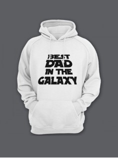 Прикольная мужская толстовка с капюшоном - худи с принтом "Best dad in the galaxy"
