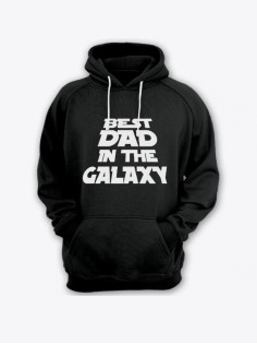 Прикольная мужская толстовка с капюшоном - худи с принтом "Best dad in the galaxy"