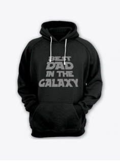 Прикольная мужская толстовка с капюшоном - худи с принтом "Best dad in the galaxy"