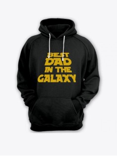 Прикольная мужская толстовка с капюшоном - худи с принтом "Best dad in the galaxy"