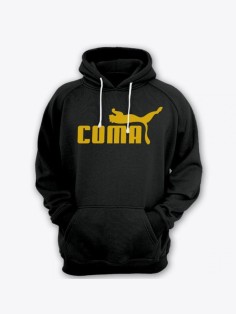 Прикольная мужская толстовка с капюшоном - худи с принтом "Coma"