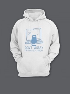 Прикольная мужская толстовка с капюшоном - худи с принтом "Dont worry, Im from tech support"