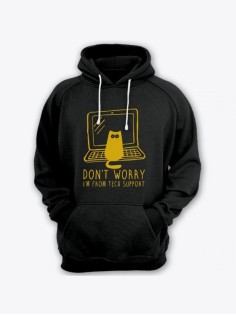 Прикольная мужская толстовка с капюшоном - худи с принтом "Dont worry, Im from tech support"