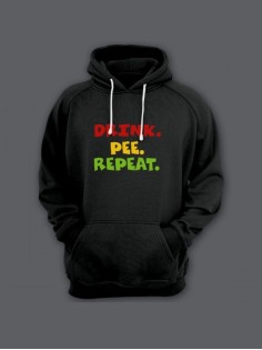 Мужская толстовка с капюшоном с принтом «Drink Pee Repeat» / Худи с прикольной надписью.