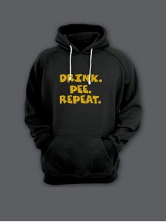 Мужская толстовка с капюшоном с принтом «Drink Pee Repeat» / Худи с прикольной надписью.