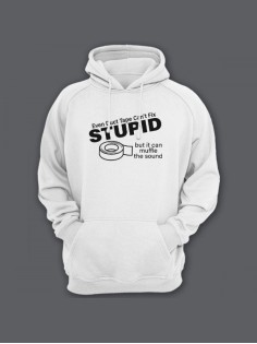 Прикольная мужская толстовка с капюшоном - худи с принтом "Even duct tape cant fix stupid"