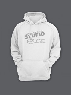Прикольная мужская толстовка с капюшоном - худи с принтом "Even duct tape cant fix stupid"