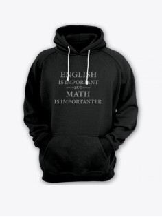 Прикольная мужская толстовка с капюшоном - худи с принтом "English is important but math is"