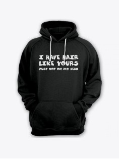 Прикольная мужская толстовка с капюшоном - худи с принтом "I have hair like yours just not on my "