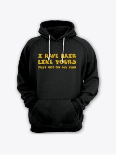 Прикольная мужская толстовка с капюшоном - худи с принтом "I have hair like yours just not on my "