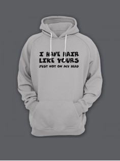 Прикольная мужская толстовка с капюшоном - худи с принтом "I have hair like yours just not on my "