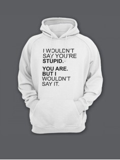 Прикольная мужская толстовка с капюшоном - худи с принтом "I wouldnt say youre stupid. You are"