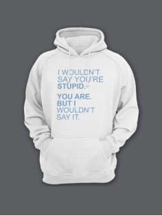 Прикольная мужская толстовка с капюшоном - худи с принтом "I wouldnt say youre stupid. You are"
