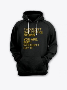 Прикольная мужская толстовка с капюшоном - худи с принтом "I wouldnt say youre stupid. You are"
