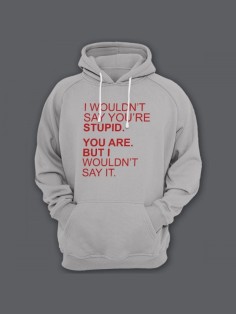 Прикольная мужская толстовка с капюшоном - худи с принтом "I wouldnt say youre stupid. You are"