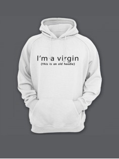 Прикольная мужская толстовка с капюшоном - худи с принтом "Im a virgin"