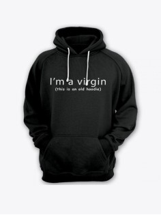 Прикольная мужская толстовка с капюшоном - худи с принтом "Im a virgin"