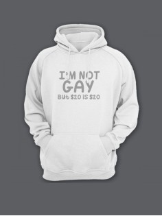 Прикольная мужская толстовка с капюшоном - худи с принтом "Im not gay"