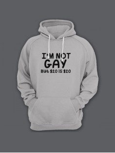 Прикольная мужская толстовка с капюшоном - худи с принтом "Im not gay"