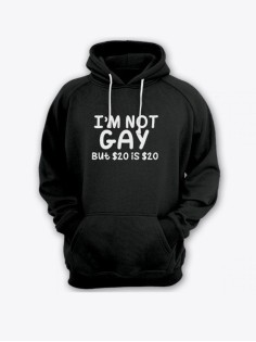 Прикольная мужская толстовка с капюшоном - худи с принтом "Im not gay"