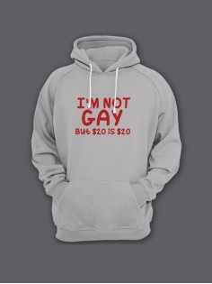 Прикольная мужская толстовка с капюшоном - худи с принтом "Im not gay"