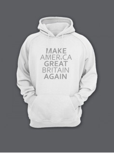 Прикольная мужская толстовка с капюшоном - худи с принтом "Make America Great Britain Again"