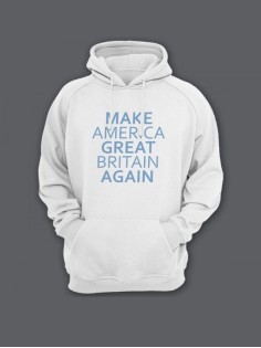 Прикольная мужская толстовка с капюшоном - худи с принтом "Make America Great Britain Again"