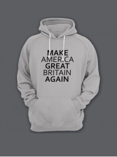 Прикольная мужская толстовка с капюшоном - худи с принтом "Make America Great Britain Again"