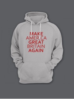 Прикольная мужская толстовка с капюшоном - худи с принтом "Make America Great Britain Again"