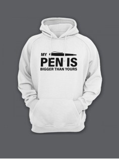 Прикольная мужская толстовка с капюшоном - худи с принтом "My pen is bigger than yours"
